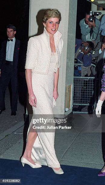 Diana, Princess of Wales attends The British Fashion Awards, at The Royal Albert Hall, on October 17, 1989 in London, United Kingdom.