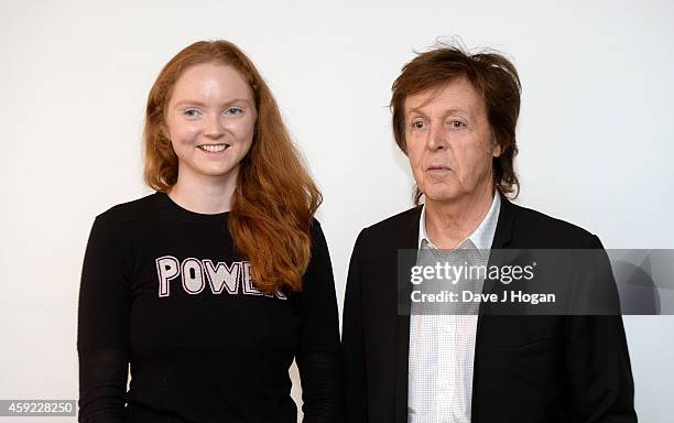 Model Lily Cole and musician Paul McCartney discuss his new song "Hope For The Future", his first song for the computer game "Destiny", with...