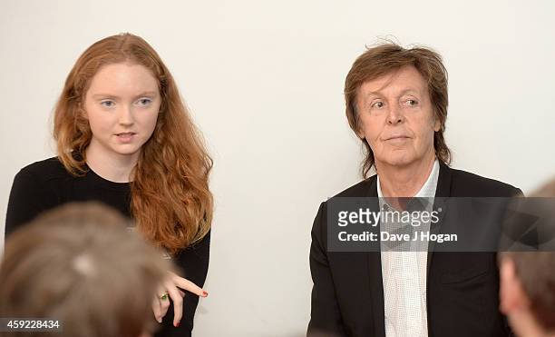 Model Lily Cole and musician Paul McCartney discuss his new song "Hope For The Future", his first song for the computer game "Destiny", with...