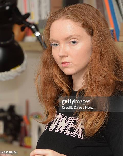 Model Lily Cole ahead of musician Paul McCartney as he discusses his new song "Hope For The Future", his first song for the computer game "Destiny",...