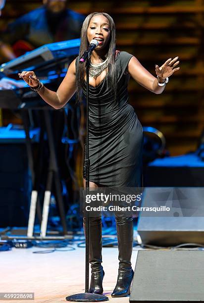 Musician Estelle performs during the 2014 Marian Anderson Awards Gala honoring Jon Bon Jovi at the Kimmel Center for the Performing Arts on November...