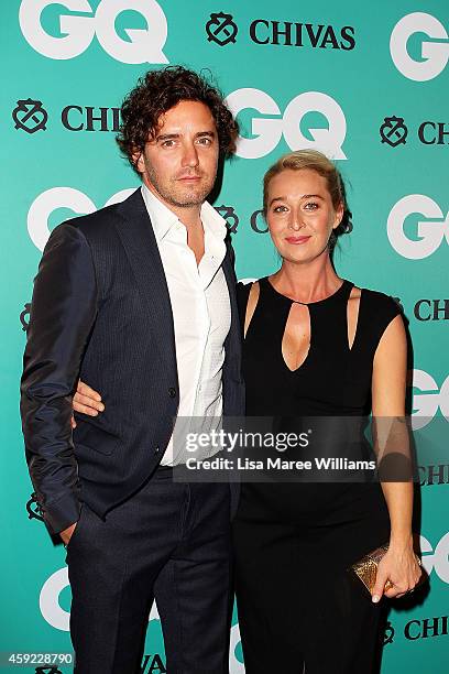 Vincent Fantauzzo and Asher Keddie arrive for the GQ Men Of The Year Awards 2014 at The Ivy on November 19, 2014 in Sydney, Australia.