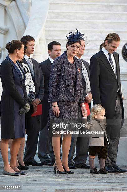 Princess Stephanie of Monaco, Princess Caroline of Hanover, Sacha Casiraghi and Andrea Casiraghi attend the Monaco National Day Celebrations in the...