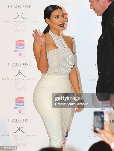 Kim Kardashian promotes her new fragrance "Fleur Fatale" at Chadstone Shopping Centre on November 19, 2014 in Melbourne, Australia.