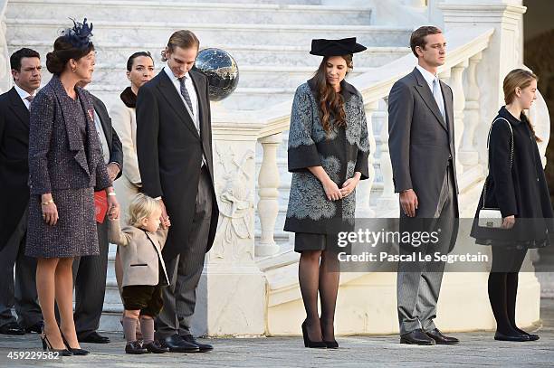 Princess Caroline of Hanover, Sacha Casiraghi, Andrea Casiraghi, Tatiana Santo Domingo, Pierre Casiraghi and Princess Alexandra of Hanover attend the...