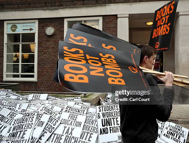 Students take part in a protest against fees and cuts in the education system on November 19, 2014 in London, England. A coalition of student groups...