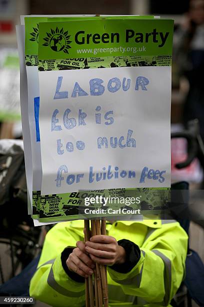 Students take part in a protest against fees and cuts in the education system on November 19, 2014 in London, England. A coalition of student groups...