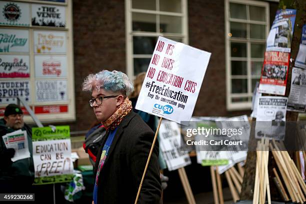 Students take part in a protest against fees and cuts in the education system on November 19, 2014 in London, England. A coalition of student groups...