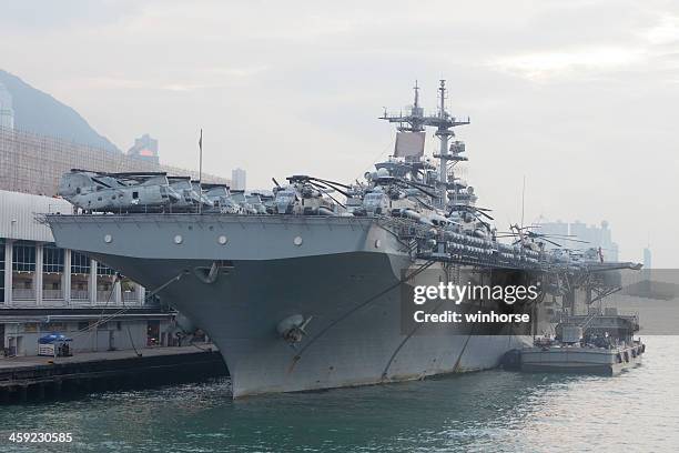 the uss boxer in hong kong - royal navy stock pictures, royalty-free photos & images