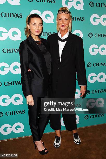 Tahyna Tozzi and Yvonee Tozzi arrives for the GQ Men Of The Year Awards 2014 at The Ivy on November 19, 2014 in Sydney, Australia.