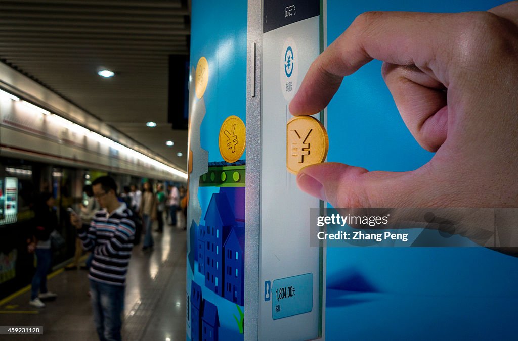 Advertisement of Alipay Wallet mobile app in subway station...