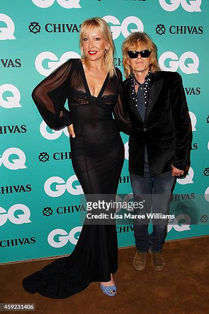 Melanie Greensmith and Mark McEntee arrives for the GQ Men Of The Year Awards 2014 at The Ivy on November 19, 2014 in Sydney, Australia.