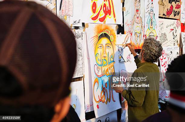 politicized アートのエジプトの tahrir square - カイロ タハリール広場 ストックフォトと画像