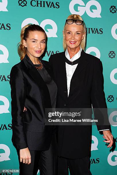 Tahyna Tozzi and Yvonee Tozzi arrives for the GQ Men Of The Year Awards 2014 at The Ivy on November 19, 2014 in Sydney, Australia.