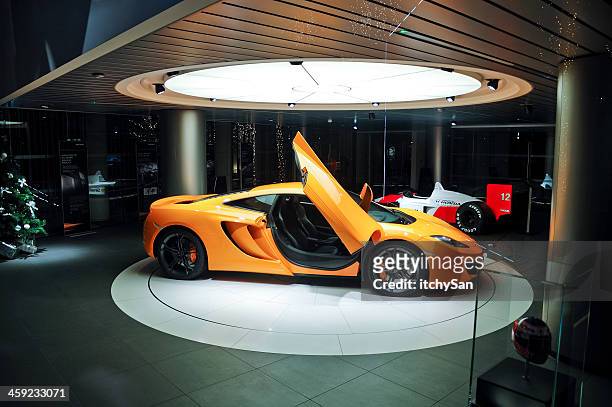 mclaren dealership in london - sports car showroom stock pictures, royalty-free photos & images