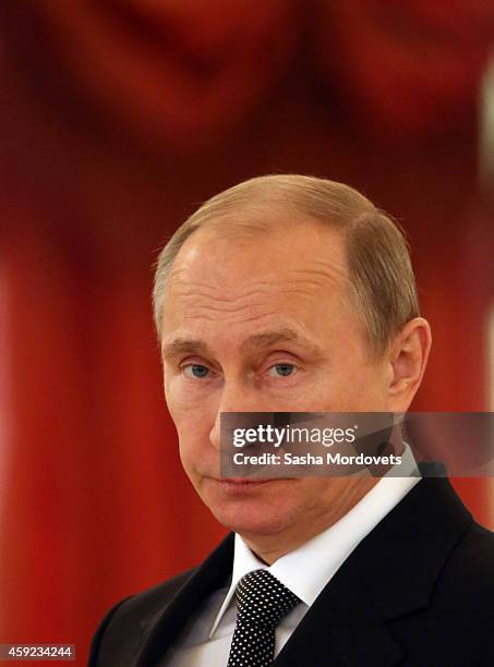 Russian President Vladimir Putin attends a reception for foreign ambassadors in the Grand Kremlin Palace on November 19, 2014 in Moscow, Russia....