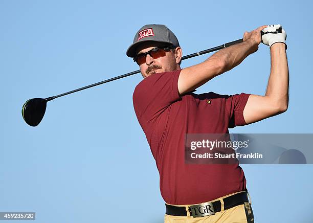 Mikko Korhonen of Finland plays a shot during the fifth round of the European Tour qualifying school final stage at PGA Catalunya Resort on November...