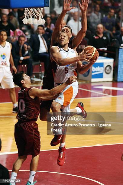 Brandon Triche of Acea competes with Tomas Ress of Umana during the LegaBasket A1 basketball match between Umana Venezia and Acea Roma at Palasport...