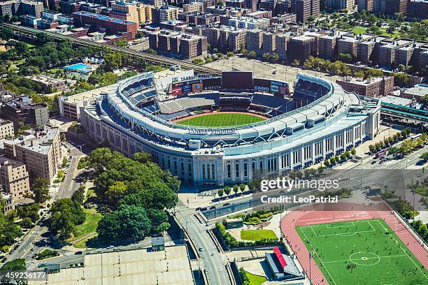 aerial view of the yankee stadium - bronx neighborhood stock pictures, royalty-free photos & images