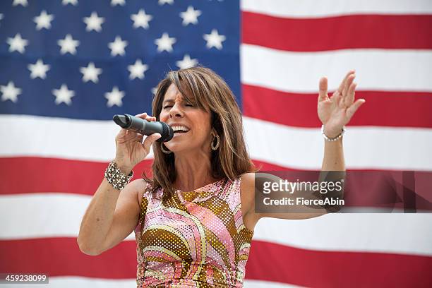 diana nagy performs in chicago - national anthem singer stock pictures, royalty-free photos & images
