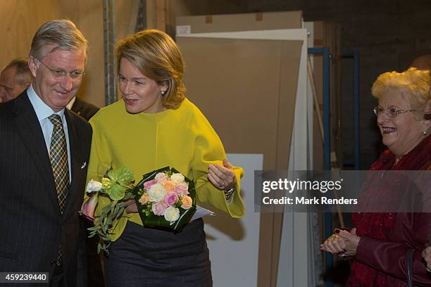 King Philippe and Queen Mathilde of Belgium visit Cerfontaine on November 19, 2014 in Namur, Belgium.