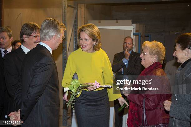 King Philippe and Queen Mathilde of Belgium visit Cerfontaine on November 19, 2014 in Namur, Belgium.