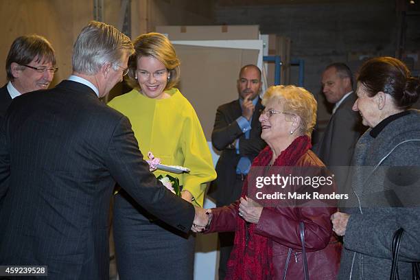 King Philippe and Queen Mathilde of Belgium visit Cerfontaine on November 19, 2014 in Namur, Belgium.