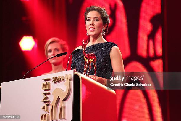 Crown Princess Mary of Denmark is seen on stage during the Bambi Awards 2014 show on November 13, 2014 in Berlin, Germany.