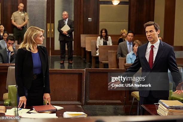 Rights and Wrongs" Episode 106 -- Pictured: Eliza Coupe as Nina, Carter MacIntyre as Trent --