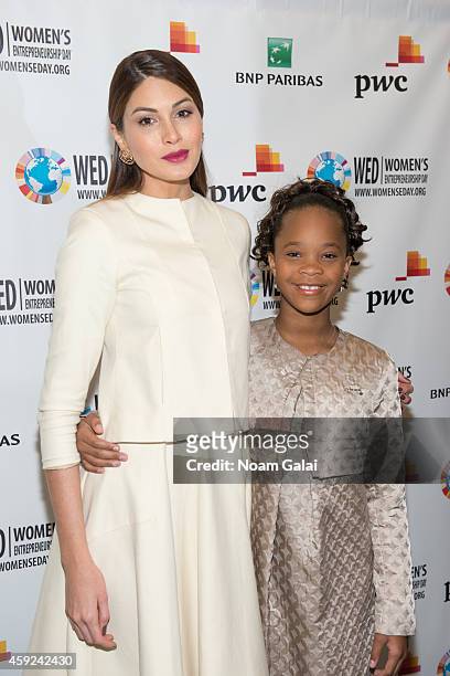 Miss Universe 2013 Gabriela Isler and actress Quvenzhane Wallis attend the United Nations 2014 Women's Entrepreneurship Day at United Nations on...