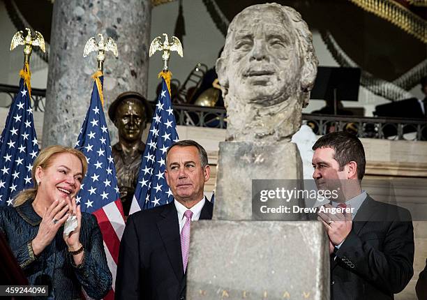 Dagmar Havlova, widow of Vaclav Havel, Speaker of the House John Boehner , and Jan Hamacek, Chairman of the Chamber of Deputies of the Czech...