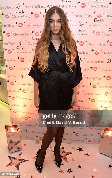 Amber Le Bon attends the launch of Charlotte Tilbury's 'Backstage Beauty Booth' counter in the Beauty Hall at Fenwick Of Bond Street on November 19,...