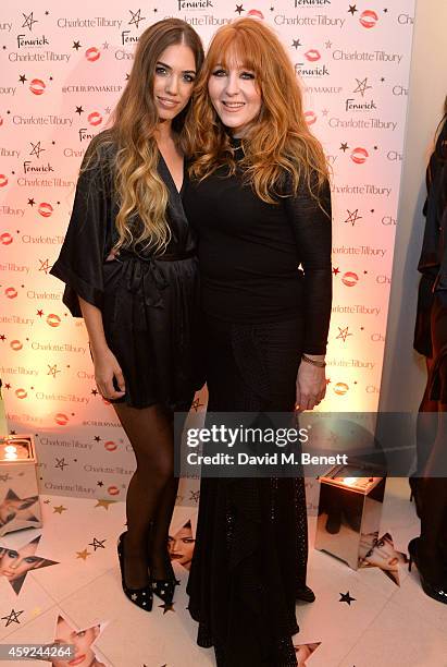 Amber Le Bon and Charlotte Tilbury attend the launch of Charlotte Tilbury's 'Backstage Beauty Booth' counter in the Beauty Hall at Fenwick Of Bond...