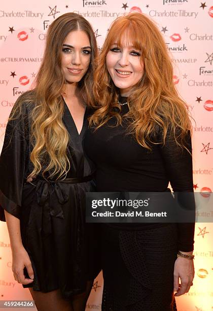 Amber Le Bon and Charlotte Tilbury attend the launch of Charlotte Tilbury's 'Backstage Beauty Booth' counter in the Beauty Hall at Fenwick Of Bond...