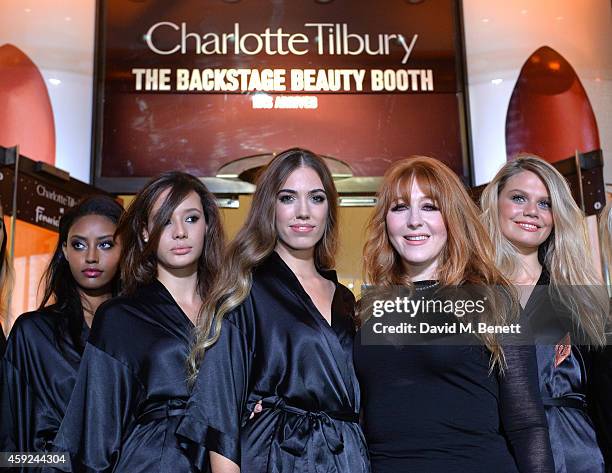 Amber Le Bon and Charlotte Tilbury attend the launch of Charlotte Tilbury's 'Backstage Beauty Booth' counter in the Beauty Hall at Fenwick Of Bond...