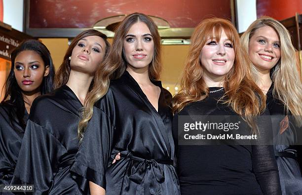 Amber Le Bon and Charlotte Tilbury attend the launch of Charlotte Tilbury's 'Backstage Beauty Booth' counter in the Beauty Hall at Fenwick Of Bond...