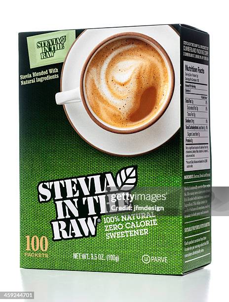 stevia in pacchetti finestra - stevia foto e immagini stock