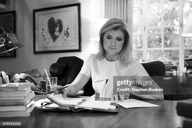 Author and chair, president, and editor-in-chief of the Huffington Post, Arianna Huffington is photographed in her home for New York Moves Magazine...