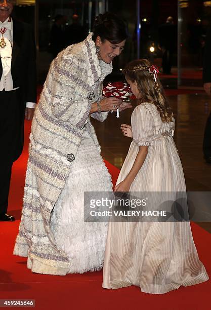 Princess Caroline of Hanover arrives for a gala during celebrations marking Monaco's National Day in Monaco on November 19, 2014. AFP PHOTO / POOL /...