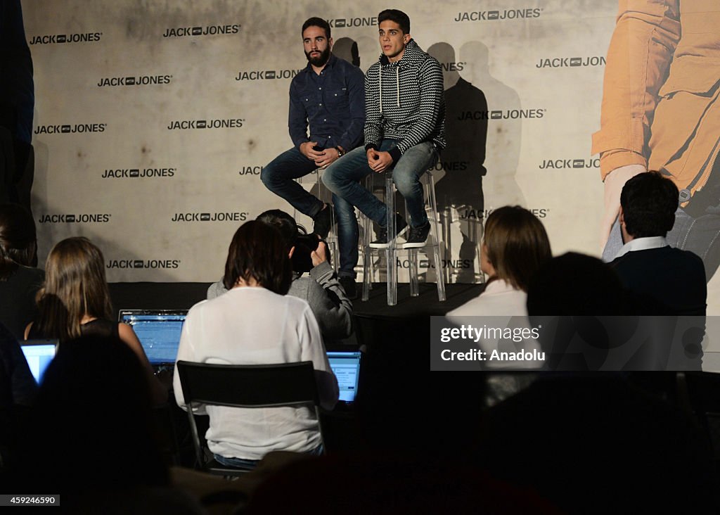 Dani Carvajal and Marc Bartra attend the promotion of Danish brand