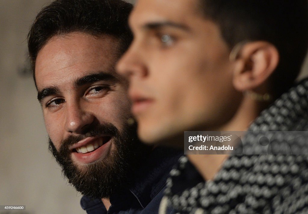 Dani Carvajal and Marc Bartra attend the promotion of Danish brand