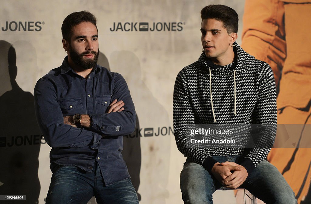 Dani Carvajal and Marc Bartra attend the promotion of Danish brand