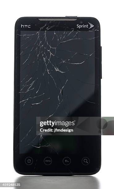 sprint htc evo 4g with shattered digitizer - sprint htc evo stock pictures, royalty-free photos & images