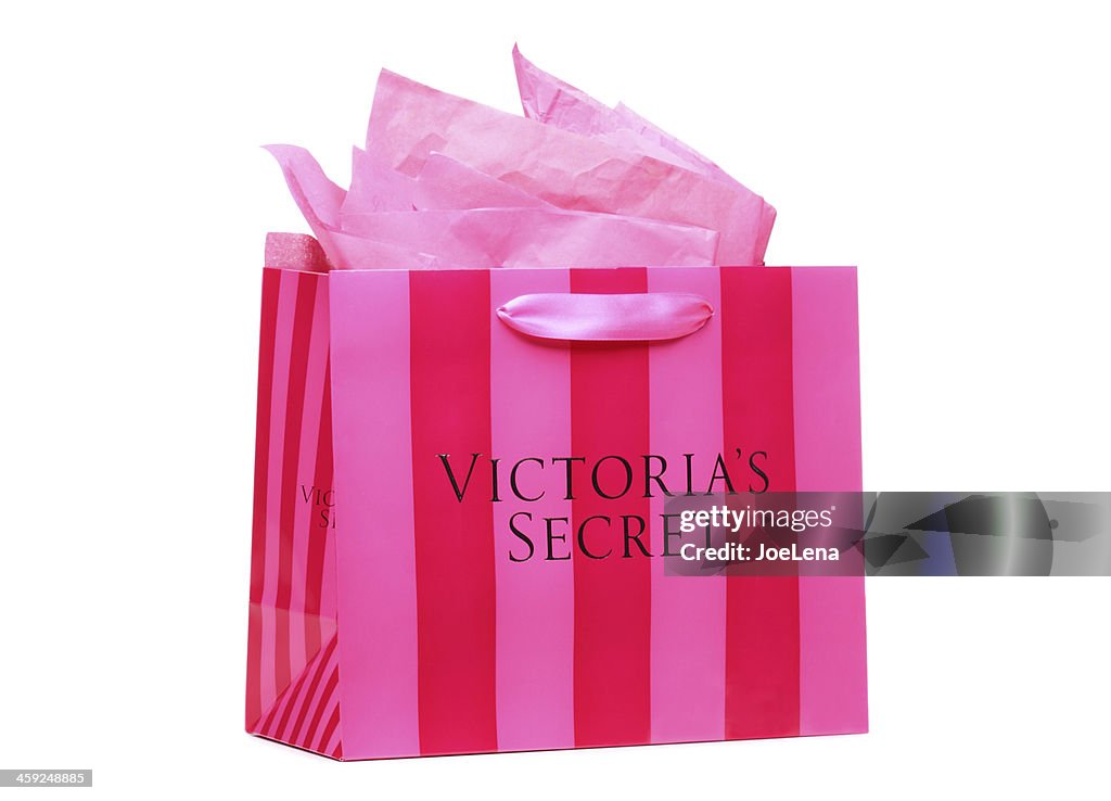 Pink Striped Victorias Secret Shopping Bag High-Res Stock Photo - Getty  Images