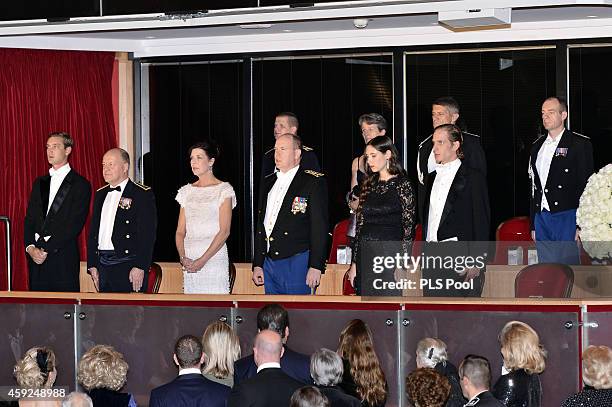 Pierre Casiraghi, Princess Caroline of Hanover, Prince Albert II of Monaco, Tatiana Santo Domingo and Andrea Casiraghi attend the Monaco National Day...