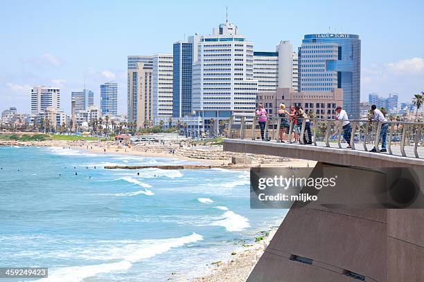 tel aviv skyline from old jaffa city - tel aviv skyline stock pictures, royalty-free photos & images
