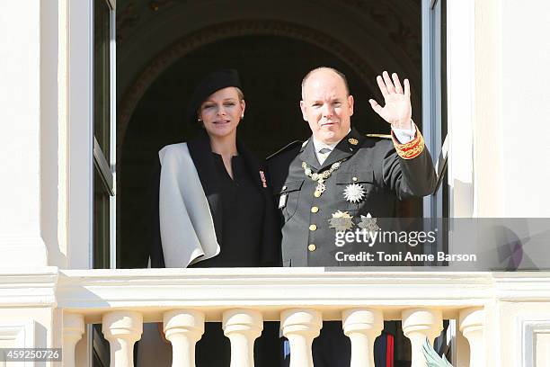 Princess Charlene of Monaco and Prince Albert II of Monaco attend the National Day Parade as part of Monaco National Day Celebrations at Monaco...