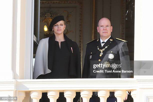 Princess Charlene of Monaco and Prince Albert II of Monaco attend the National Day Parade as part of Monaco National Day Celebrations at Monaco...