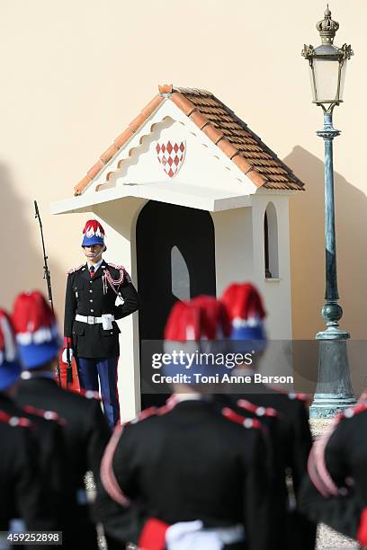 Atmosphere at the Palace Square during the National Day Parade as part of Monaco National Day Celebrations at Monaco Palace on November 19, 2014 in...