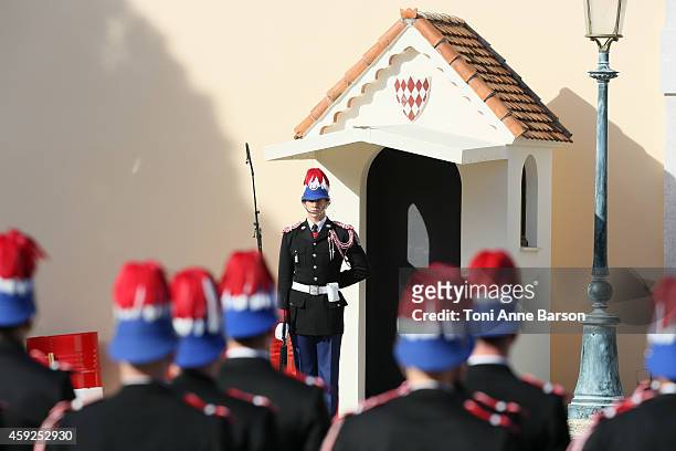 Atmosphere at the Palace Square during the National Day Parade as part of Monaco National Day Celebrations at Monaco Palace on November 19, 2014 in...